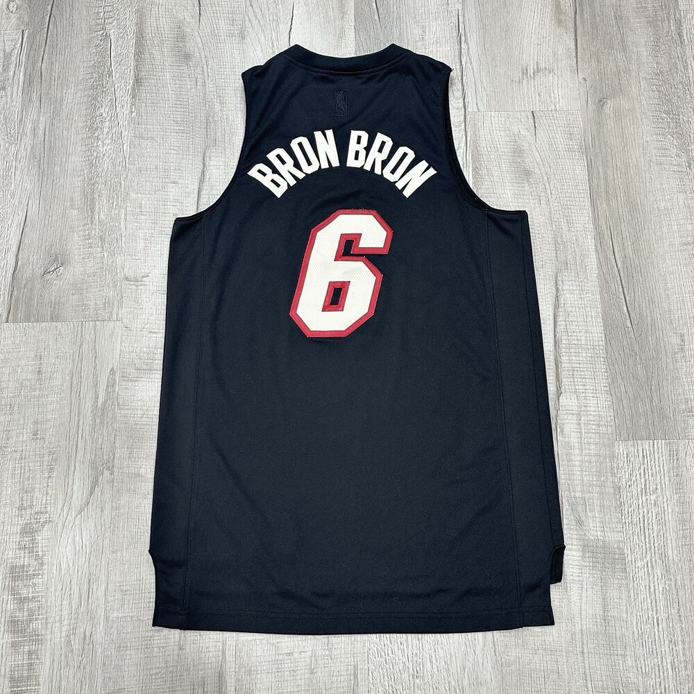 RARE Adidas LeBron James Miami Heat Jersey Mens Medium Nickname Bron Bron #6